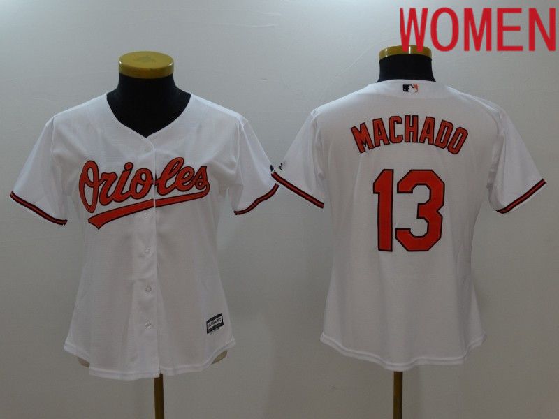 Women Baltimore Orioles 13 Machado White 2022 MLB Jersey